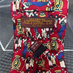 Museum Artifacts Red Golf Scene Silk Men's Tie